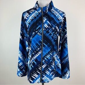 Chico’s Zenergy Blue Print Lightweight High Neck Zip Front Jacket Size 0 US 4